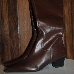 Ladies Brown Tall Zip up Pointed Toe Boot